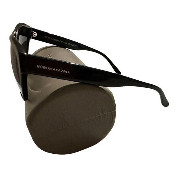 BCBG MAXAZRIA 55/16/140- BLACK Frames Blue Lens Semi-Cat Eye Sunglasses Women - Picture 4 of 11